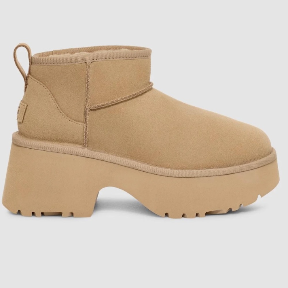 New UGG Womens mini heights suede ankle Platform Winter Boots Color Mustard Seed